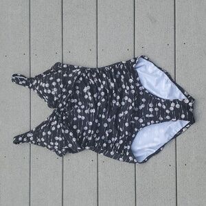Ruched Polka Dot and Stripe Bathing Suit | Size 14 One Piece Bathing Suit